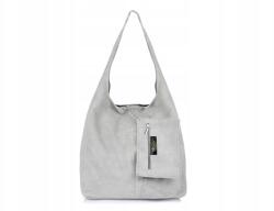 Beltimore Shopper bőr kézitáska A4 női velúr nagy válltáska (N88lightgrey)