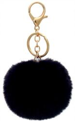EdiBazzar Szőrme Pompon Táskára Női Táska Fekete Arany Boho Kulcstartó (Brelok Futrzany Pompon Dodatek Do Kluczy)