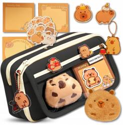  Iskolai tolltartó Kapibara összecsukható tasak plüssfigurával és kiegészítőkkel (Piórnik Szkolny Saszetka Rozkładany Kapibara)