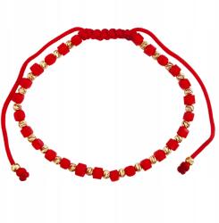Lovrin Arany karkötő 585 piros zsinóron, kockákkal és arany golyócskákkal (62485367)