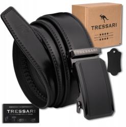Tressari Elegáns férfi öv, fekete, automata csattal, 100% valódi bőrből (TRESSARI męski pasek do spodni garnituru)