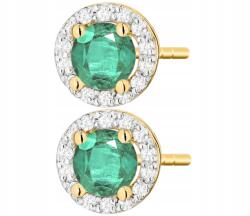 ZŁOCISTO Arany fülbevaló Smaragddal És Gyémántokka, 585-ÖS Arany (DLA DZIEWCZYNY NARZECZONEJ)