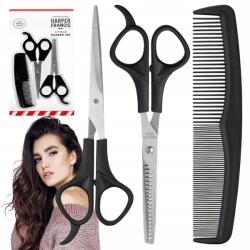  Hajvágó Olló Ritkító Fésű Hajkefe Borbély Készlet 3az1ben (degażówki fryzjerskie grzebień do włosów)