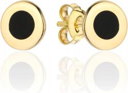 Lovrin Női arany-fekete divatos karika fülbevaló, 585-ös arany szárral, ajándékba