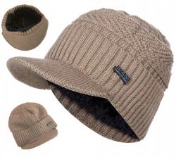 EdiBazzar Férfi téli sapka, meleg, sildes, bélelt, rugalmas téli sapka (Ciepła zimowa czapka męska z daszkiem khaki)