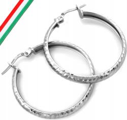 Lovrin Ezüst 925 széles, faragott karika fülbevaló, elegáns, divatos ajándék (Jubiler Lovrin)