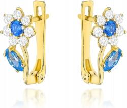 Lovrin Arany fülbevaló 585 kék cirkónia virágokkal, angol kapcsos (Lovrin)