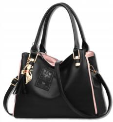 Bad&Bags Női bőr kézitáska Bad&bags Válltáska Shopper táska Fekete Tágas (BAD&BAGS Torebka damska na ramię czarna A4)