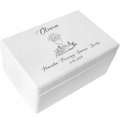 Creative Deco Fehér, személyre szabott doboz Bibliához, ajándék elsőáldozásra, emlék, 30x20x14 cm (JANCDSD130BCUSTOMCOMUNIONCUPMINFBM-W)