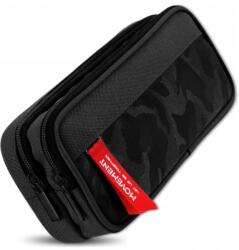  Kétrekeszes tolltartó, Multifunkciós iskolai dupla fekete (SZKOLNY PIÓRNIK SASZETKA USZTYWNIANA TUBA)