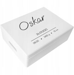 Creative Deco Gravírozott doboz, emlék a születésre, ajándék keresztelőre, első születésnapra, születésnapra, 40x30 (JANCDSD140CUSTOMDOTSIMPLEFBM-W)