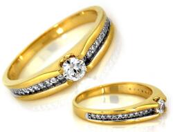 Lovrin 585-ös arany gyűrű cirkóniákkal, kétszínű arany (sárga és fehér), r16-os méret (Lovrin)