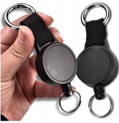 EdiBazzar Retraktor zsinór feltekerhető kültéri karabiner kulcstartó erős fonott 80cm kártya (Brelok outdoor do kluczy retraktor z linką)