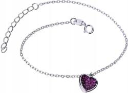 Lovrin Ezüst 925 karkötő szív alakú cirkónia kövekkel, modern divatos design, 20 cm (Lovrin 49738)