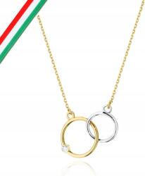 Lovrin Női arany nyaklánc 585, két gyűrűvel, gyémánttal díszítve, ideális ajándék (Lovrin)