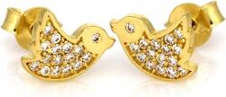 Lovrin Arany fülbevaló, madár mintás, 585 fehér arany, cirkónia kövekkel, fecske, madárka formájú, stekkeres, ajándék (45936700)