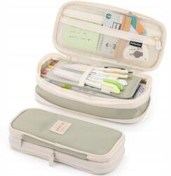  Nagy Méretű Többfunkciós Tolltartó Háromrekeszes Tasak (Macaron-green)