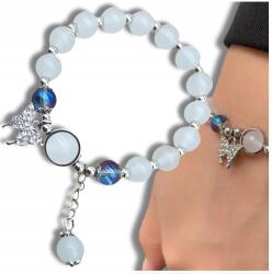  Női finom karkötő fehér gyöngyökkel és pillangó medállal (5905884065464)