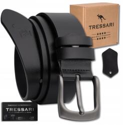 Tressari Öv férfi bőr fekete nadrághoz 100% valódi bőr Tressari ajándék (Elegancki męski pasek TRESSARI spodni 125 cm)