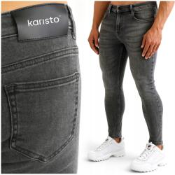  Elegáns, Rugalmas Férfi Farmernadrág Sötétszürke Koptatott 34-es Méret (KARISTO-ODZ-009-34)