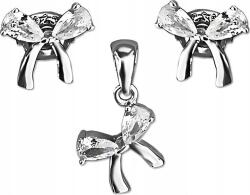 Lovrin Ezüst 925 szett fehér masnikkal és cirkónia kövekkel fülbevaló (stekkeres) és medál (Lovrin 73563)