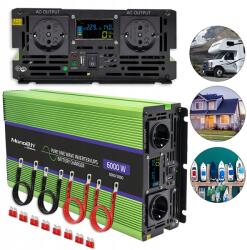 Qoltec Feszültség átalakító Qoltec 3000W 12V/230V Ups tiszta szinusz LCD töltés