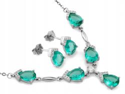 Lovrin Ezüst nyaklánc és fülbevaló szett lazúrkővel, 925-ös, ajándékba (389)