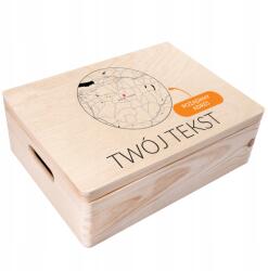 Creative Deco Fából készült doboz címmel, ajándék születésnapra, évfordulóra, esküvőre, gravírozott, 40x30 cm (JANCDSD140CUSTOMMAPCIRCLEBOXFBM)