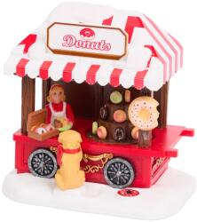  Téli város karácsonyi falu, fánkos stand, LED-es kutyus (8720987233308)