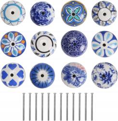 Kerámia Gombok Vintage Kék 12DB Mintás (nas12col-04034)