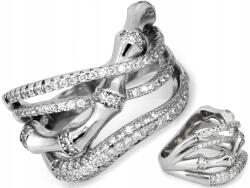 Lovrin Elegáns széles ezüst gyűrű 925 fehér cirkóniákkal r15 ajándék