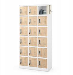 Jan Nowak Bhp öltözőszekrény, 18 rekeszes Jan Nowak Karol, fehér-sonoma tölgy (1867)