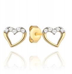 Lovrin Arany fülbevaló 585 szív alakú keret fehér cirkónia kövekkel, stekkeres zárral (59746576)
