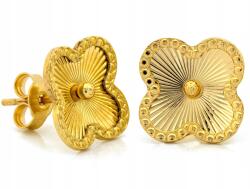 Lovrin Arany 585-ös mart fülbevaló, virágmintás lóhere, stekkeres, 1, 73g