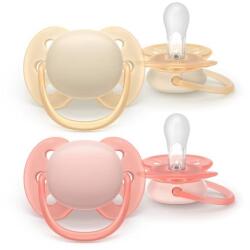 Philips Set 2 suzete Philips Avent Ultra Soft SCF091/38, cu disc flexibil, pentru pielea sensibila a bebelusului, ortodontice, fara BPA, 0-6 luni+, colorat (SCF091/38)