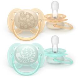 Philips Set 2 suzete Philips Avent Ultra Soft SCF091/41, cu disc flexibil, pentru pielea sensibila a bebelusului, ortodontice, fara BPA, 0-6 luni+, colorat (SCF091/41)