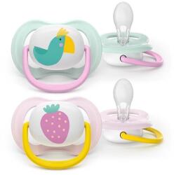 Philips Set 2 suzete Philips Avent Ultra Air SCF080/24 care lasa pielea bebelusului sa respire, ortodontice, fara BPA, 0-6 luni, colorat (SCF080/24)