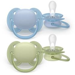 Philips Set 2 suzete Philips Avent Ultra Soft SCF091/37, cu disc flexibil, pentru pielea sensibila a bebelusului, ortodontice, fara BPA, 0-6 luni+, colorat (SCF091/37)