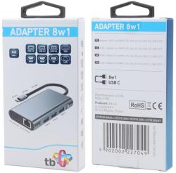 TB TOUCH USB C 8v1 - HDMI 2x, USB, VGA, RJ45, PD, RJ45, PD (AKTBXVA8W1UHVRJ)