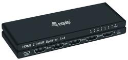 EQUIP HDMI Video-Splitter - 332717 (4 port, HDMI2.0, 3D, 4K/60Hz, HDR/HDCP Ready, fekete) (332717) - bestbyte