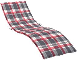 vidaXL piros kockás oxford szövet napozóágy párna 200 x 70 x 3 cm 314231 (314231)