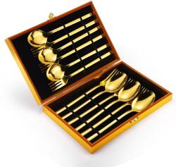TRENDY S TRENDY'S Kanál és villa készlet, 12 db, 6 személyes, arany (TCM-31G)