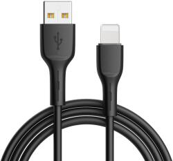 Love Mobile Lightining QC 3.0 gyorstöltés funkciós 2.4A USB kábel 1m fekete strapabíró szilikon (LM00908)
