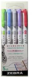 Zebra Szövegkiemelő készlet kétvégű ZEBRA Mildliner cool & refined 1, 4-4, 0 mm 5 darabos (VL07-02716-1037268580)