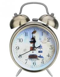 Pufo Asztali ébresztőóra Pufo Sail Spot számlapos világító gombbal, fém, 16 cm, réz (Pufo4037)