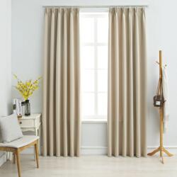vidaXL 2 db bézs sötétítőfüggöny kampókkal 140 x 175 cm (134446VidaXL)