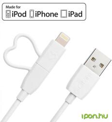 GGMM USB Lightning és Micro USB Töltő/adatkábel Fehér 1m GGMM-AC-10 (GGMM-AC-10)