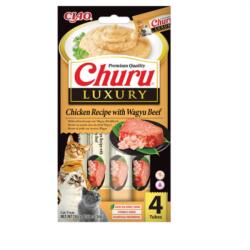 Inaba Foods Churu Luxury Recompensa Cremoasa Reteta cu Pui Si Vita Wagyu, 4 x 14 g