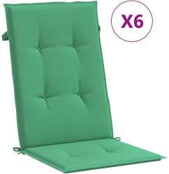 vidaXL 6 db zöld szövet kerti magas háttámlájú székpárna 120x50x3 cm 314109 (314109)