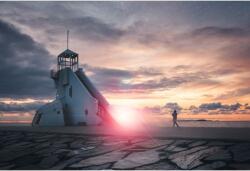  Vászonfestmény Beach Watchtower At Sunset, 80x50cm, vászonfestmény1057, Többszínű (tabloucanvas1057/50x80cm)